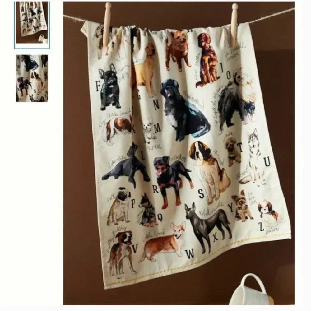 ⭐️ Dog Breeds A-Z Puppy Farm Hipster Hippie Deco Farm Peasant Chic Dish Towel